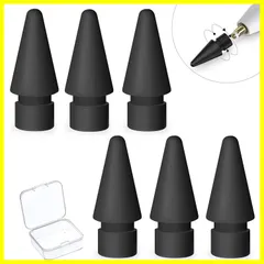 【6個入り】 Apple Pencil第1世代 第2世代 交換用ペン先 「6*ブラック」高感度 滑り止め 高耐摩耗性 1mm極細 アップルペンシル 替え芯 予備 iPad対応 ペンシル スタイラスペン ペン先