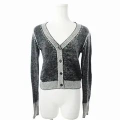 ディーゼル DIESEL だまし絵 ニット カーディガン クロップド 長袖 黒 XS グレー 0328 ■GY09