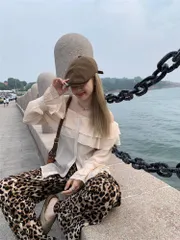 速乾パンツ 長ズボン レディース ヒョウ柄 ロングパンツ スラックス