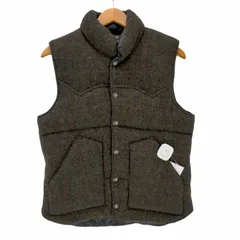 ハリスツイード Harris Tweed 襟レザー 裏地ナイロン チェック柄 ウールツイードダウンベスト メンズ 表記無 のサムネイル