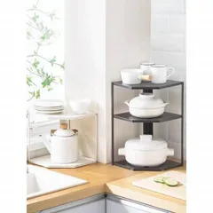 ★コーナーラック　3層　フライパンラック 調味料収納ラック　コーナー鍋置きラック 鍋ラック　スチールラック　防錆のサムネイル