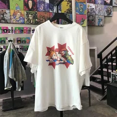 メンズ ジョジョの奇妙な冒険 空条徐倫デザインTシャツ 夏用半袖 アニメ キャラクター