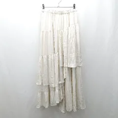 ◇ Θ NOBLE ノーブル ウエストゴム フリル ロング フレアー スカート サイズF アイボリー系 レディース E  【1504240007281】