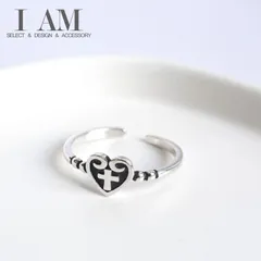 ハート クロス ブラック リング シルバー925 レディース