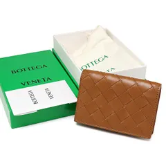 新品同様 ボッテガヴェネタ イントレチャート ビジネスカードケース 667141 レザー ウッド 名刺入れ BOTTEGA VENETA
