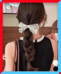 新品 シュシュ レースリボン パール ヘアゴム ヘアアクセサリ ー人気ヘアアレンジ 小物 プレゼント【送料無料】