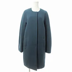 ジェイクルー J.CREW ノーカラーコート ジャケット ロング ウール 青緑 0927のサムネイル