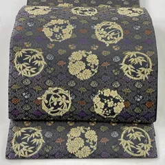 着物屋こころ□全通柄袋帯 切嵌 名物裂 松竹梅 金糸 正絹 逸品