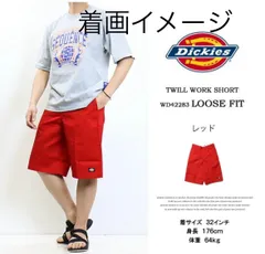 Dickies ディッキーズ レッド ルーズフィット ワークショートパンツメンズハーフパンツ サイズ32