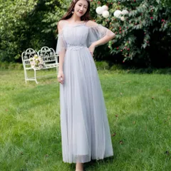 ☆ グレー×B ☆ ロングドレス パーティードレス 宴会 フォーマル ドレス ロングドレス ブライズメイドドレス 結婚式 フォーマル オケージョン おしゃれ きれいめ フォーマルドレス お呼ばれ 二次会 上品 Aライン パーティードレス 演奏会 披露宴 卒業式