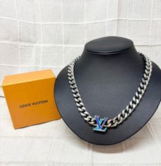 ルイヴィトン コリエ LVチェーン M00907 ネックレス ブルー×シルバー M-1084