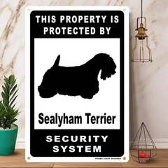雑貨【 Sealyham Terrier/シーリハム・テリア】  Dog ドッグ  犬    メタルポスタ―　Security  セキュリティー 警告  ヤードサイン メタルプレート  ブリキ看板  -188