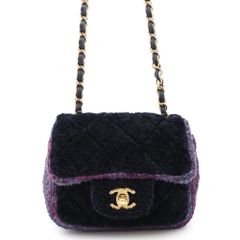 シャネル チェーンショルダーバッグ ミニマトラッセ ココマーク ウール CHANEL バッグ ファー
