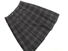 COMME CA ISM コムサイズム ウール混 チェック フレア スカート sizeL/グレーｘ黒 ◇■ レディース