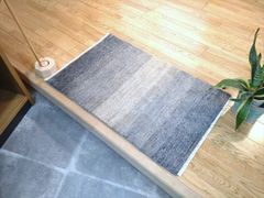 お試しキャン】ガゼニ ギャッベ　四季を楽しむオールシーズンラグ　オーガニックラグ　93x63cm　グレー