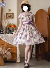 新品 未使用 ぶどう柄ロリータワンピース  お上品なスタイルでデートやお出かけに最適 