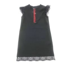 【新品】ディースクエアード DSQUARED2 ストレッチウールポリエステル レース ワンピース ブラック【サイズ10Y】【キッズ】