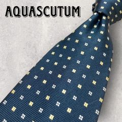 Aquascutum アクアスキュータム ドット柄 パネル柄 ネクタイ ブラック