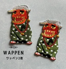 獅子舞A★アイロン刺繍ワッペン2枚★和柄 日本 ししまい 祭