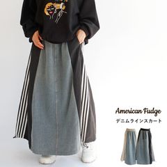 【期間限定SALE■】【クーポン対象】【送料無料】American Fudge デニム ナイロン 異素材 スカート 春 夏 ボトムス アメリカンファッジ 89-504586