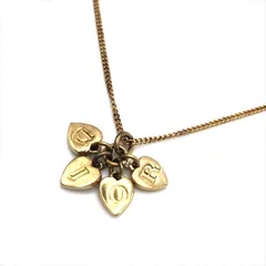 良品 Christian Dior ディオール ロゴ ハート ペンダント ネックレス アクセサリー ゴールド k2122