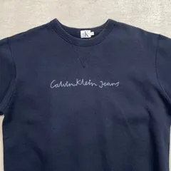 90年代 USA製 Calvin Klein Jeans カルバンクライン 刺繍 スウェットシャツ 長リブ メンズL-XL相当 