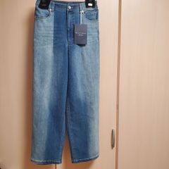 2025新作。Blue Fronce デニム ワイドレッグパンツ　綿78%　後ろゴム仕様　ストレッチ