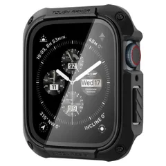 【在庫処分】ケース 45mm ガラス 一体型 【 Series9 / Watch 8 / 7 対応 】 米軍MIL規格取得 Apple 画面保護 耐衝撃 落下 衝撃 吸収 すり傷 Spigen 防止 保護カバー タフ・アーマー ACS04183 (ブラック)