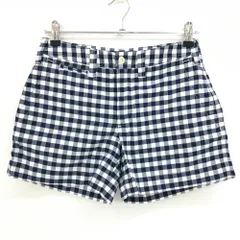 【超美品】ポロラルフローレン ショートパンツ 白×ネイビー チェック ポニー刺しゅう  レディース 2(M) ゴルフウェア Ralph Lauren