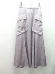 ◇ Mila Owen バックファスナー ツヤツヤした素材 フェミニン ロング丈 フレア スカート サイズ0 パープル レディース E 【1308290027677】のサムネイル