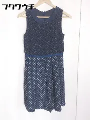 ◇ NATURAL BEAUTY BASIC 水玉 ドット ノースリーブ 膝丈 ワンピース サイズS ネイビー レディース  【1002800477920】
