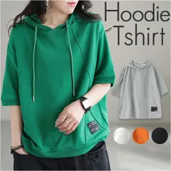 ☆ M ☆ パーカー Tシャツ フード付き レディース パーカー 半袖 レディース Tシャツ フード付き カットソー 夏 トップス スウェット トレーナー プルオーバー フードパーカー 半袖パーカー おしゃれ かわいい 綿 コットン ゆったり フーディ