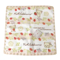 コリラックマ ミニタオル ハンドタオル コリラックマストア限定 サーモンピンク、ホワイト、ゴールド 綿100％ 25×25(cm) NT 美品 ABランク