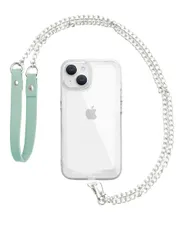 新品 [wizu] スマホショルダー チェーン チェーンストラップ レザー スマホストラップ ショルダーストラップ ストラップ 120cm 首掛け 肩掛け 斜め掛け ストラップホルダー チェーン × レザー グリーン (ウィズユー)