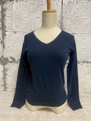 e-161 NATURAL BEAUTY BASIC ナチュラルビューティーベーシック 長袖 カットソー ネイビー 紺色 レディース ファッション Vネック タグ付き Mサイズ コットン100％ シンプル