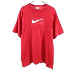 ナイキ 90s 00s 白タグ オールド クルーネック 半袖 Tシャツ L レッド NIKE ロゴプリント メンズ 【中古】  【230711】 メール便可