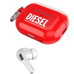 Pro2 ケース/AirPods Pro ケース TPU おしゃれ AirPods カバー ブランドロゴ 保護 (ディーゼル AirPodsPro 第1世代 DIESEL / 第2世代 ケース 赤 レッド)