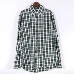 ラルフローレン 長袖シャツ チェック柄 カスタムフィット アメリカ古着 トップス メンズ Mサイズ グリーン RALPH LAUREN 【中古】