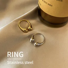リング 指輪 ティアドロップ オープンリング ステンレス シルバー ゴールド 金属アレルギー対応 アクセサリー レディース ジュエリー ごつめ 太め シンプル おしゃれ