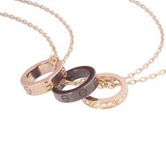カルティエ Cartier ダイヤモンド ラブ スリーフープ ネックレス B3046600 K18PG ブラウンセラミック 仕上済