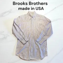 Brooks Brothers ボタンダウンシャツ ポロカラー S ホワイト赤グレーストライプ MILANO 希少USA製