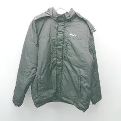 ◇ FILA フィラ ジップアップ ブランドロゴ 中綿 フード 防寒 長袖 ブルゾン サイズLL ブラック レディース メンズ E 【1309040007017】