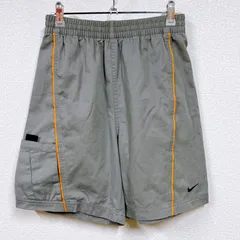 【中古】NIKE ナイキ バイカラー グレー オレンジ 裾ポケット メンズ 大人Ｓ相当 子供 キッズL 刺繍ロゴ ボトムス カジュアル ウエストゴム ショートパンツ ショーパン スポーツ KH-M-241043