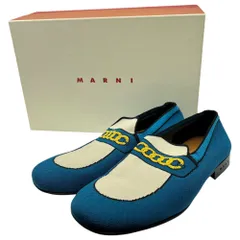 MARNI(マルニ) Trompe l'oeil jacquard knit loafers トロンプルイユ ジャガード ニット ローファー 43(28cm程度) ブルー×ホワイト 箱付のサムネイル