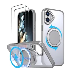 【スタンド機能・Magsafe対応】HCXLYP iPhone 16 ケース 多機能360度回転スタンド 縦横両対応 いphone16 ケース MagSafe対応 アイフォン16 ケース ワイヤレス充電対応 リング N52マグネット搭載 米軍MIL規格 耐