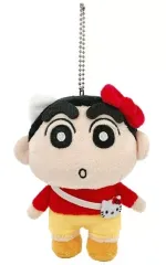 【中古】ぬいぐるみマスコット・ぬいぐるみバッジ 01.しんちゃん(ハローキティ)赤 ぬいぐるみマスコット 「クレヨンしんちゃん×サンリオキャラクターズ」