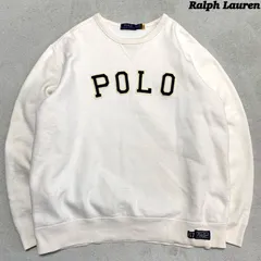 POLO RALPH LAUREN スウェットシャツ トレーナー 前Vガゼット ワッペンロゴ XLサイズ オフホワイト 白 ポロラルフローレン