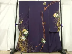 平和屋着物●ブライダルファッションデザイナー・桂由美　振袖　満月　草花文　金銀彩　正絹　逸品　AAAW5159mf