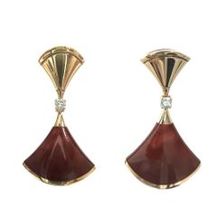 ブルガリ ピアス レディース ディーヴァ ドリーム 1Pダイヤ スイング 18金PG 750 ジュエリー アクセサリー BVLGARI K18ピンクゴールド  ストーン   ダイヤモンド0.07ct ブラウンレッド系 ゴールド 約5.3g 美品【中古品】