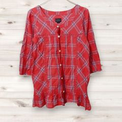 D0241 リーバイス LEVIS ブラウス シャツ 長袖 (M) 総柄 柄もの ノーカラー 綿/コットン